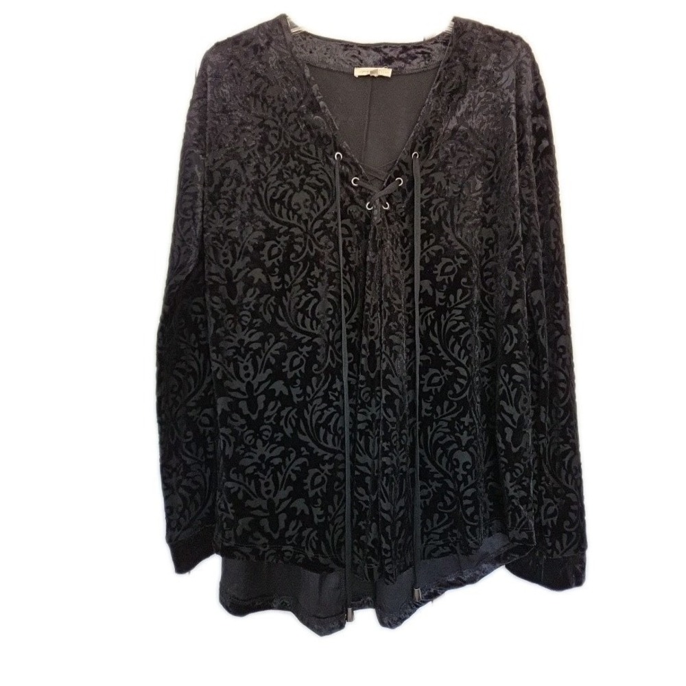 Mystree Velvet‎ Burnout Print Longline Gothic Top Sz Medium